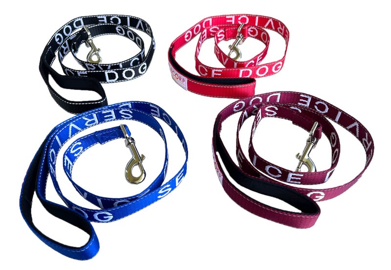 Albcorp Service Dog Leash - Embroidered- with Padded Neoprene Handle and Reflective Threads, 4 Feet, for Harnesses, Vests or Collars, Maroon - Image 3